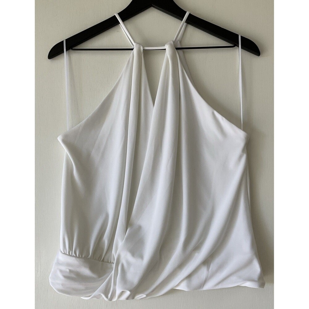 Express Womens White Sleeveless Tank Sz Medium Faux Wrap Knot Sexy Y2K